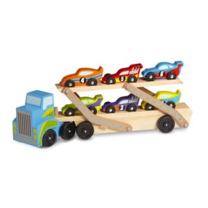 Детско дървено камионче автовоз с 6 коли Melissa & Doug 12759 1