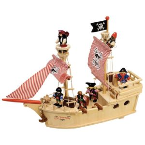 Дървен пиратски кораб с екипаж Bigjigs T0094 1