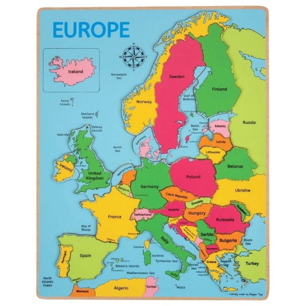 Дървен пъзел карта на Европа Bigjigs BJ048 1