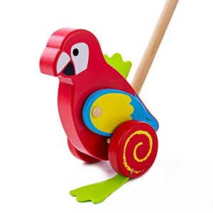Дървена играчка за бутане папагал Bigjigs BB136 1