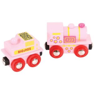 Детска играчка дървен розов локомотив 123 BigJigs BJT412 1