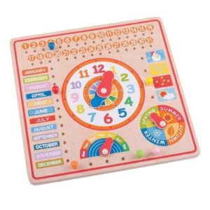 Детски дървен часовник и календар BigJigs BJ526 (1)