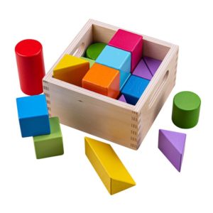 Детски дървени многоцветни блокчета Геометрични фигури Дъга BigJigs BB095 1