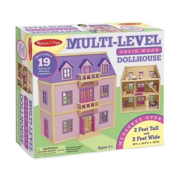 Дървена къща за кукли на три етажа с обзавеждане Melissa & Doug 14570 (1)