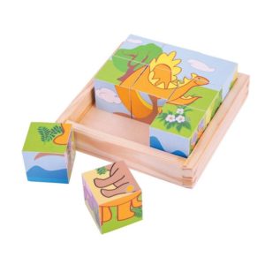 Дървени кубчета в кутия Динозаври BigJigs BJ513 1