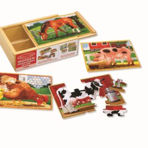 Комплект дървени пъзели 4 бр в кутия Животните от фермата Melissa & Doug 13793 (1)