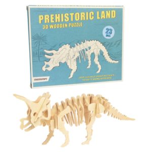 Дървен 3D пъзел Праисторическа земя Трицератопс Rex London 28268 (1)
