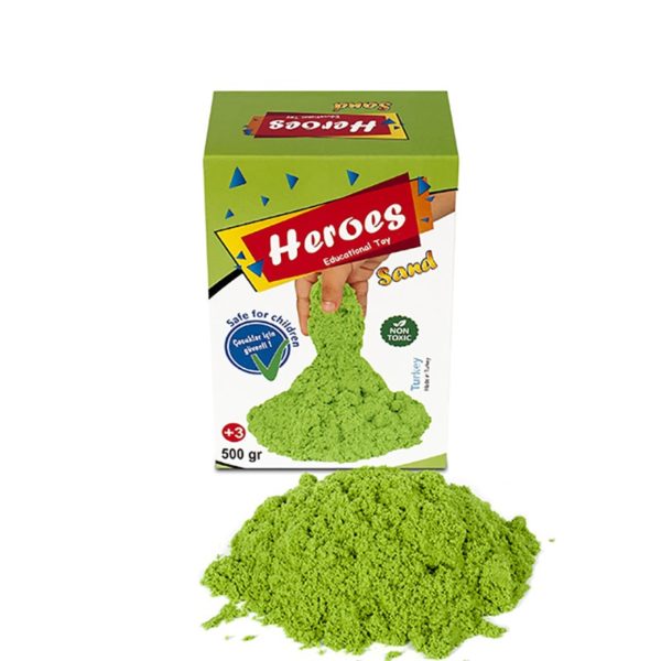 Кутия зелен цвят кинетичен пясък 500 грама 0015 (1)