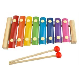 Цветен дървен детски ксилофон с две чукчета KRU6078 (1)
