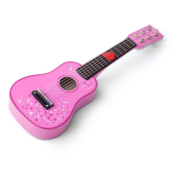 Детска дървена китара в розов цвят Bigjigs 1