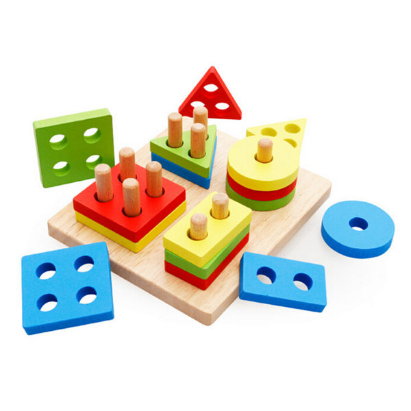 Дървена играчка за нанизване на геометрични форми Acool Toy ACT26