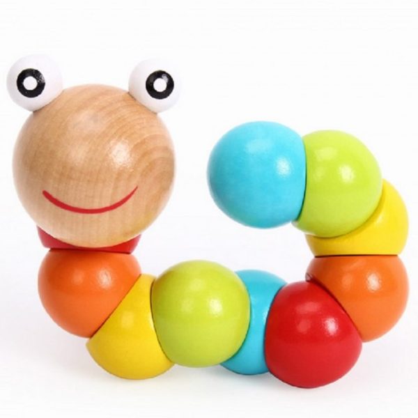 Дървено детско червейче за игра с въженце Acool Toy ACT02