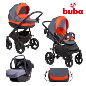 Бебешка количка 3в1 Buba Bella 713 комплект - оранжева