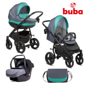 Бебешка количка 3в1 Buba Bella 755 - Синьо-зелено