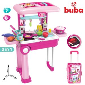 Голяма детска кухня Buba Little Chef с куфар - Розова