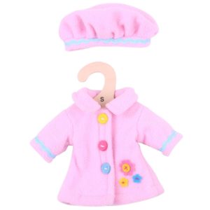 Дрехи за кукла 25 см - Розово палто с шапка Bigjigs MTBJD528