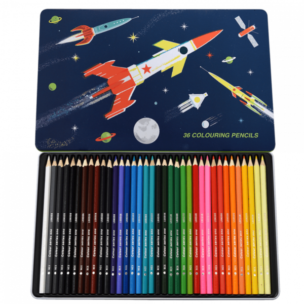 Комплект цветни моливи за деца - 36 броя Космическа ера Rex London MT29276_1