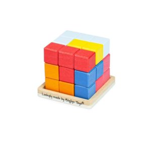 Логически дървен пъзел за подреждане - Цветен куб Bigjigs MT33020-1