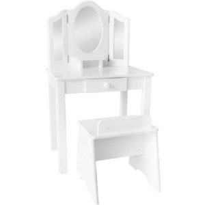 Бяла дървена детска тоалетка с 3 огледала