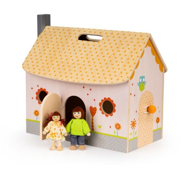 Детска дървена къща за кукли с аксесоари и мебели Ecotoys