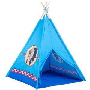 Детска дървена палатка - Индианско типи в син цвят Ecotoys