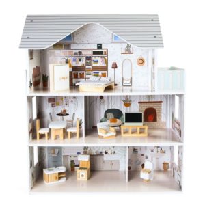 Дървена къща за кукли с аксесоари - Резиденция Емма Ecotoys