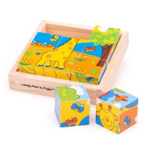Детски пъзел с дървени кубчета - Сафари Bigjigs