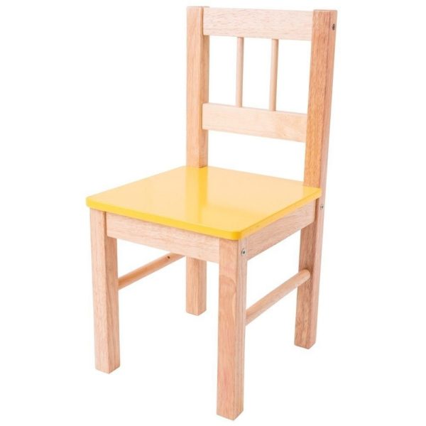Детско дървено столче в жълт цвят Bigjigs