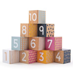 Дървени детски кубчета - образователни с цифри Bigjigs