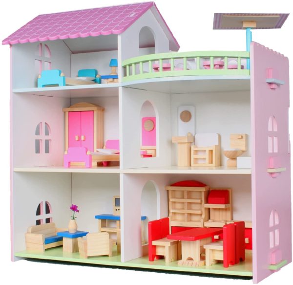 Голяма дървена къща за кукли Acool Toy
