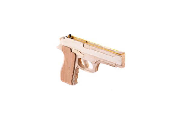 Дървен детски пистолет с ластици Acool Toy