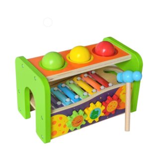 Дървен ксилофон с топчета и чукче Acool Toy