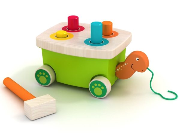 Дървена костенуркарка - играчка за дърпане Acool Toy