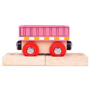 Дървен вагон за дървено влакче в розово Bigjigs