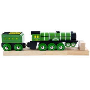 Дървен локомотив за игра в зелен цвят Bigjigs