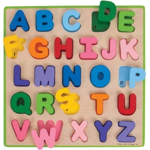 Детски дървен пъзел с азбука на английски език Bigjigs