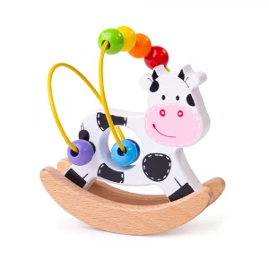 Дървена детска играчка с мъниста Кравичка Bigjigs