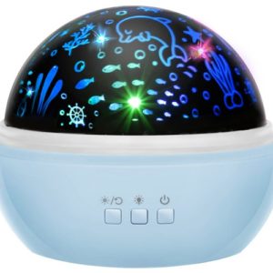 Нощна лампа за деца с проектор Небе и Море в син цвят