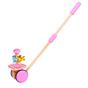 Дървена детска играчка за бутане в розово Acool Toy