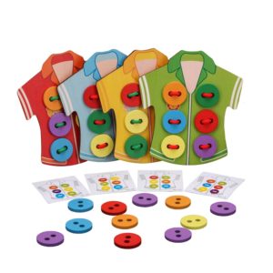 Дървени дрешки с копчета играчка за промушване Acool Toy